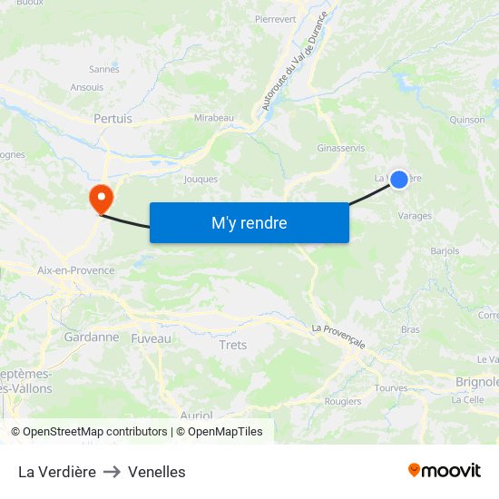 La Verdière to Venelles map