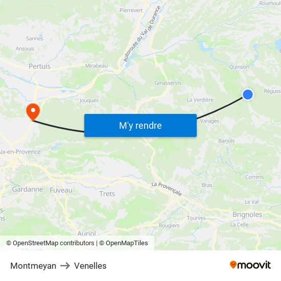 Montmeyan to Venelles map