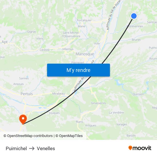 Puimichel to Venelles map