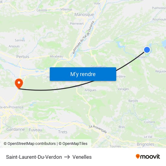Saint-Laurent-Du-Verdon to Venelles map