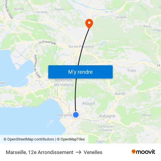 Marseille, 12e Arrondissement to Venelles map
