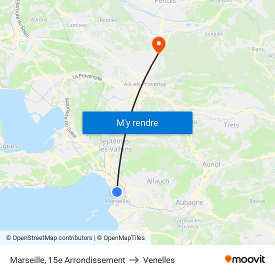 Marseille, 15e Arrondissement to Venelles map
