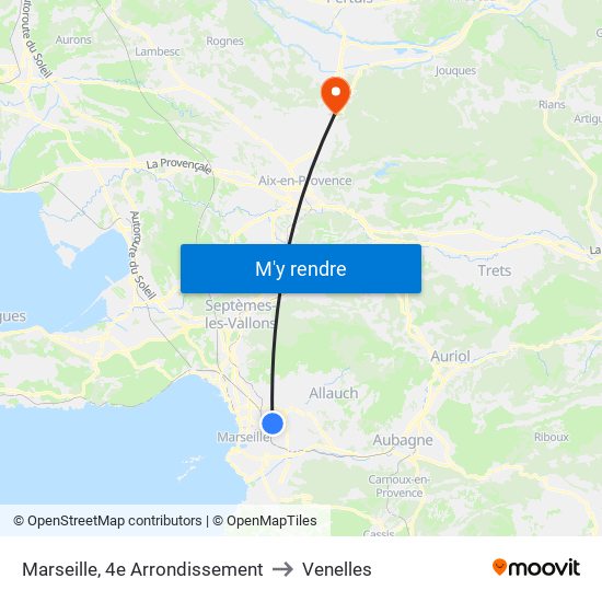 Marseille, 4e Arrondissement to Venelles map