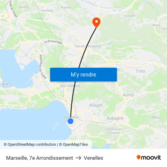 Marseille, 7e Arrondissement to Venelles map