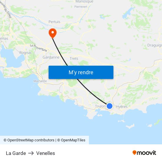 La Garde to Venelles map