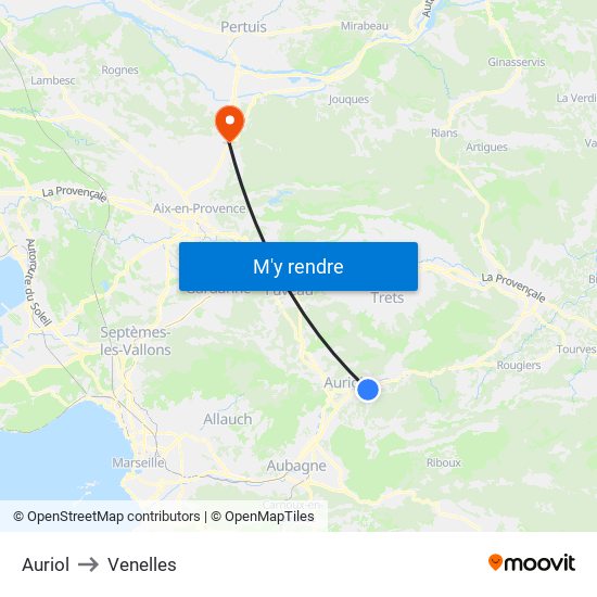 Auriol to Venelles map