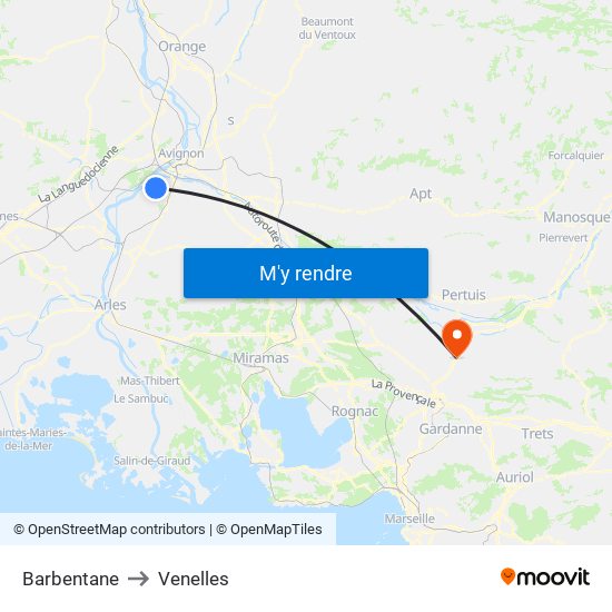 Barbentane to Venelles map