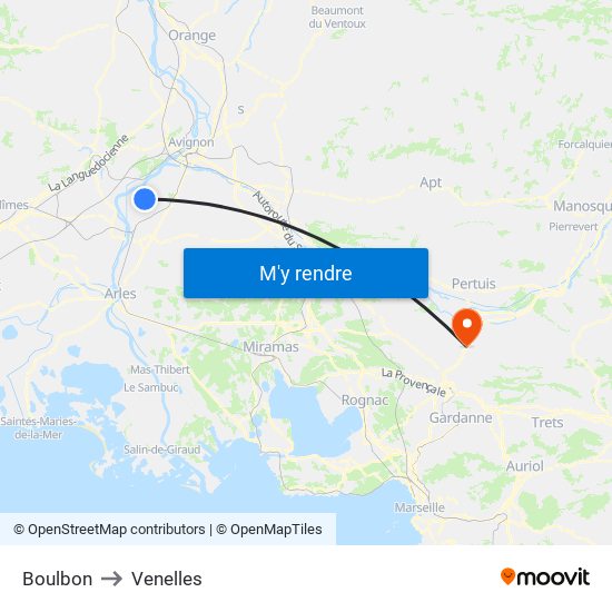 Boulbon to Venelles map