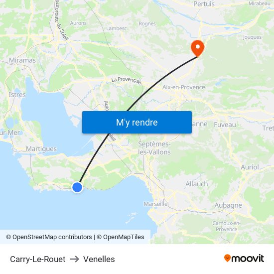 Carry-Le-Rouet to Venelles map
