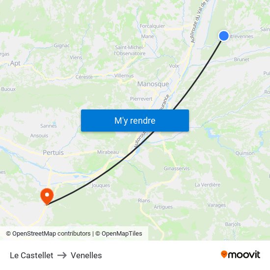 Le Castellet to Venelles map