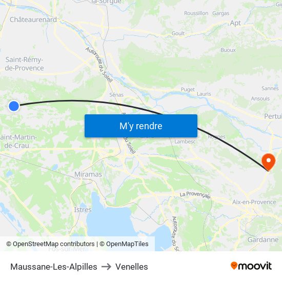 Maussane-Les-Alpilles to Venelles map