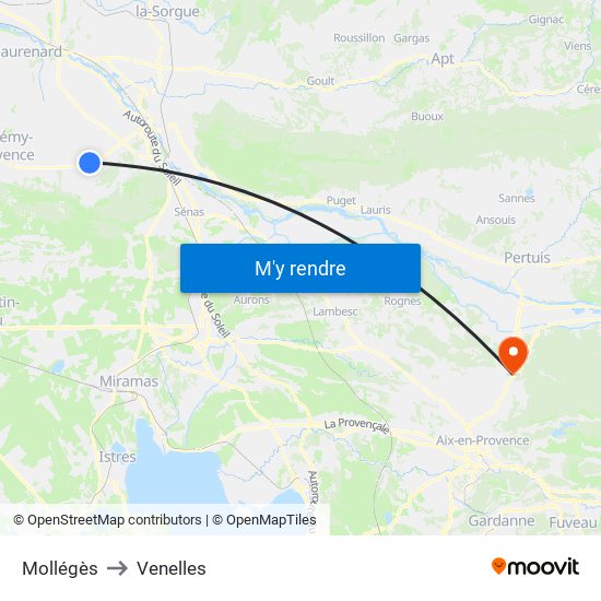 Mollégès to Venelles map
