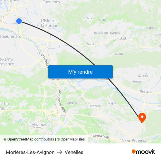 Morières-Lès-Avignon to Venelles map