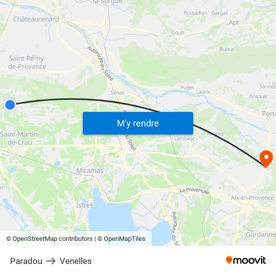 Paradou to Venelles map