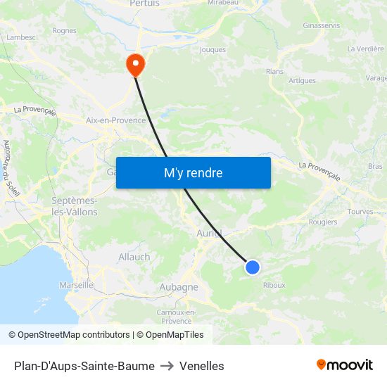 Plan-D'Aups-Sainte-Baume to Venelles map