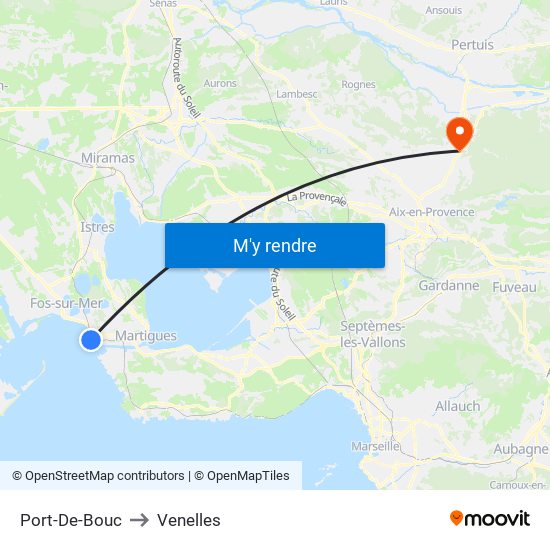 Port-De-Bouc to Venelles map