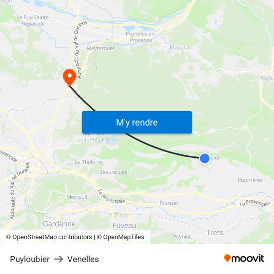 Puyloubier to Venelles map