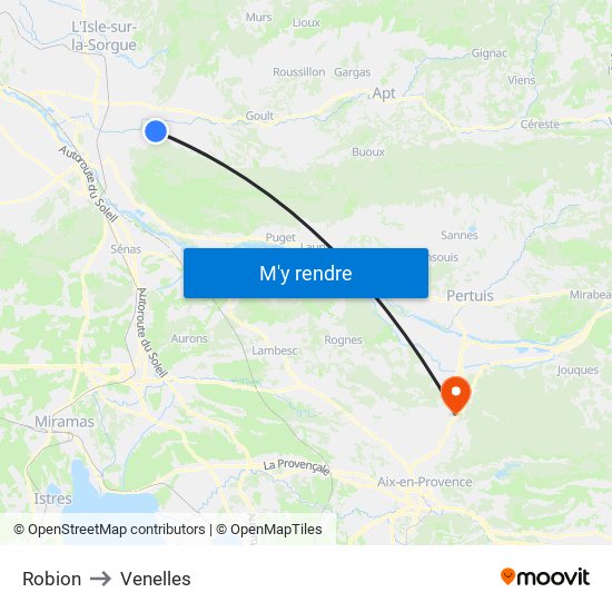 Robion to Venelles map