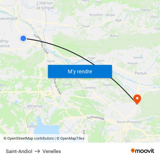 Saint-Andiol to Venelles map