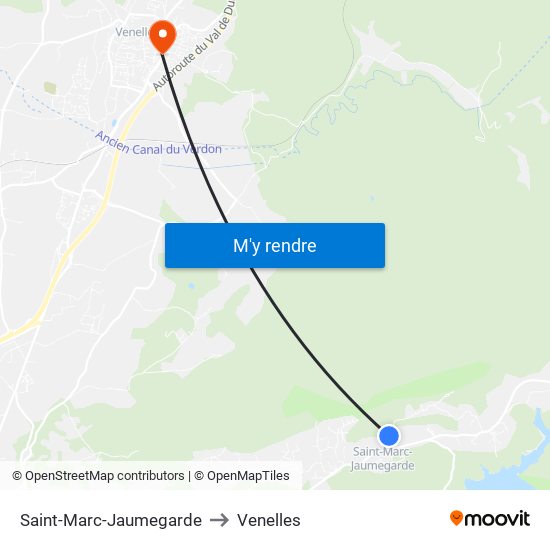 Saint-Marc-Jaumegarde to Venelles map