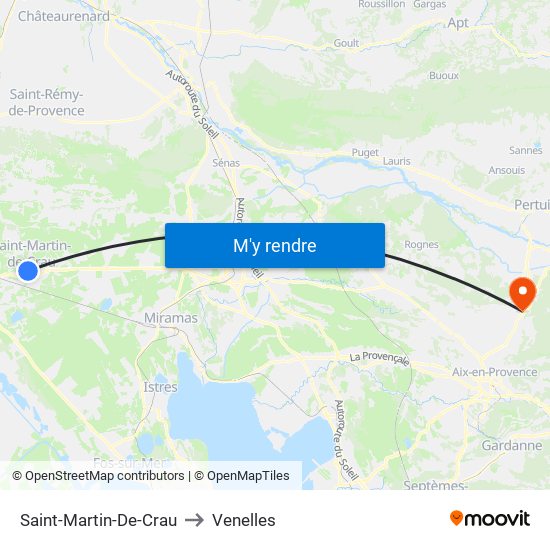 Saint-Martin-De-Crau to Venelles map