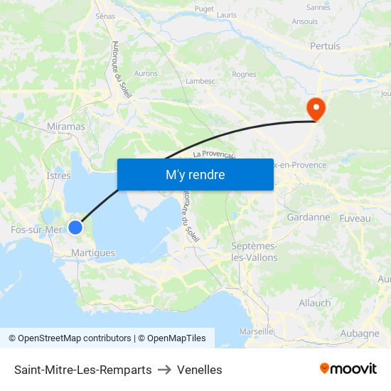 Saint-Mitre-Les-Remparts to Venelles map
