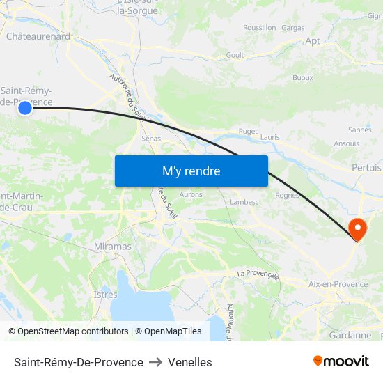 Saint-Rémy-De-Provence to Venelles map