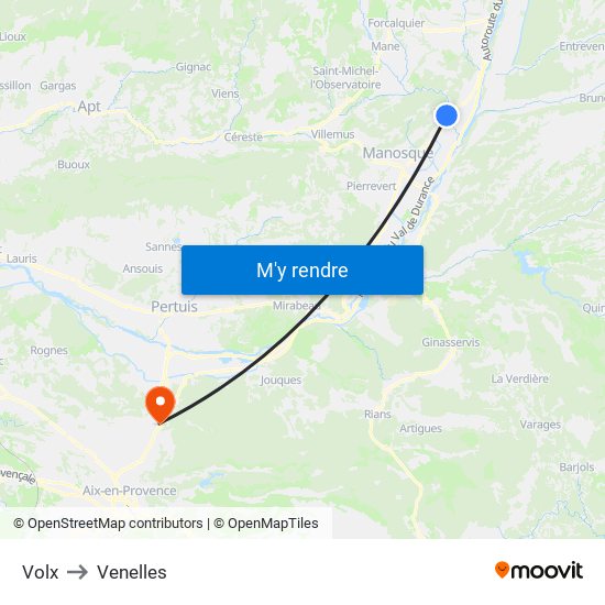 Volx to Venelles map