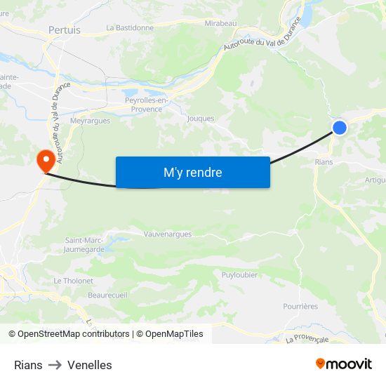 Rians to Venelles map