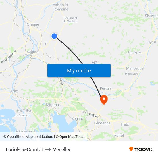 Loriol-Du-Comtat to Venelles map