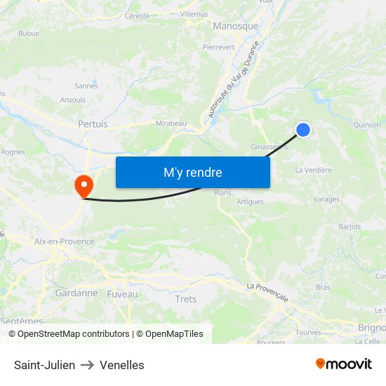 Saint-Julien to Venelles map