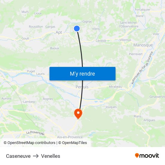 Caseneuve to Venelles map