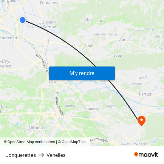 Jonquerettes to Venelles map