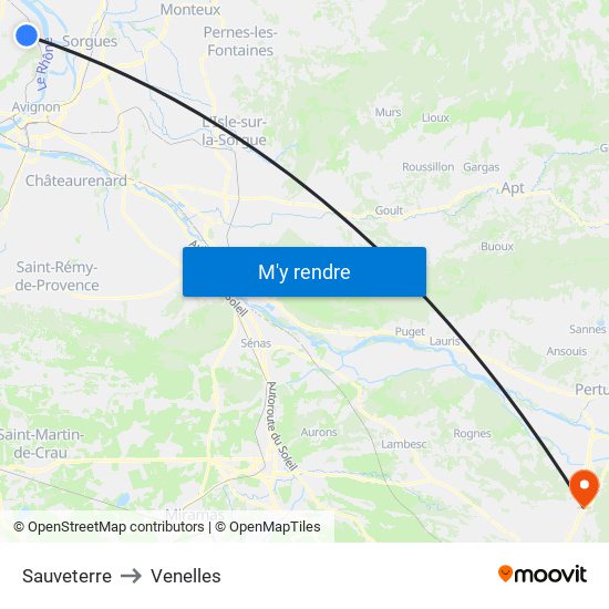 Sauveterre to Venelles map
