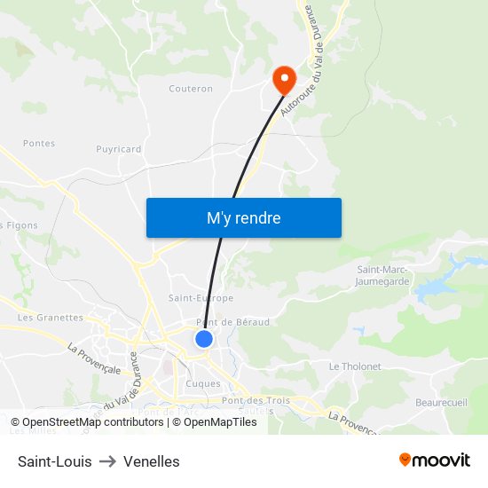 Saint-Louis to Venelles map