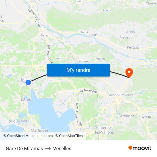 Gare De Miramas to Venelles map