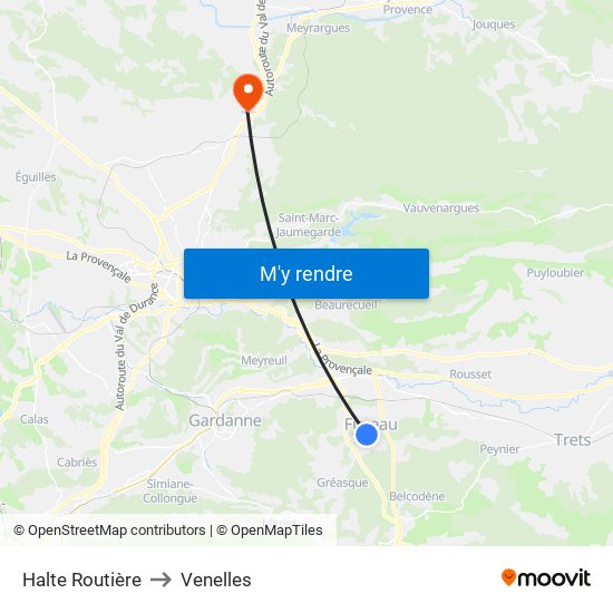 Halte Routière to Venelles map