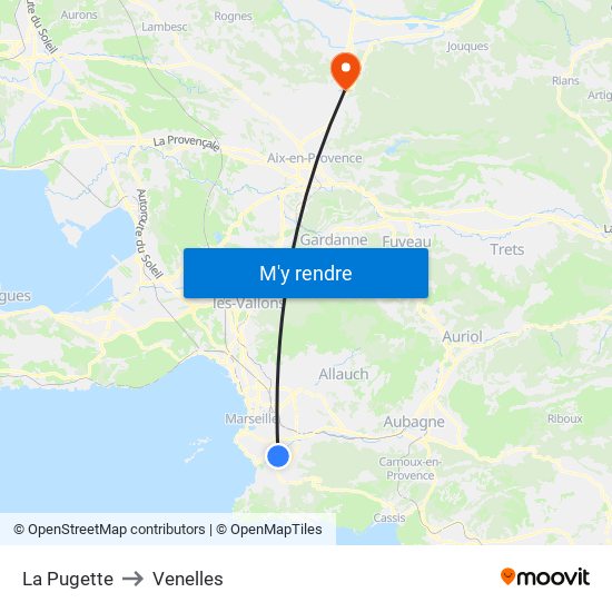 La Pugette to Venelles map