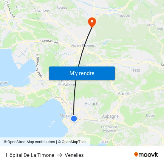 Hôpital De La Timone to Venelles map