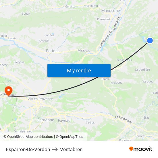 Esparron-De-Verdon to Ventabren map