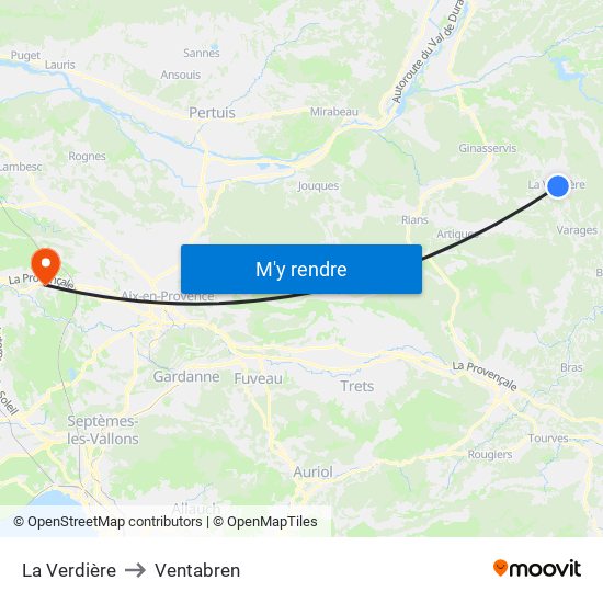 La Verdière to Ventabren map
