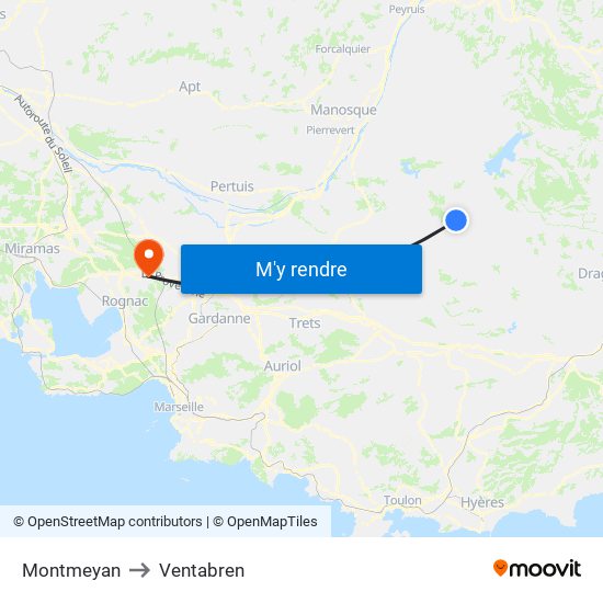 Montmeyan to Ventabren map