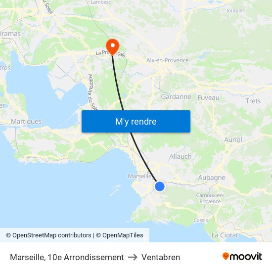 Marseille, 10e Arrondissement to Ventabren map
