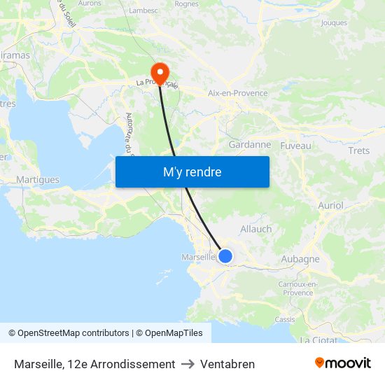 Marseille, 12e Arrondissement to Ventabren map