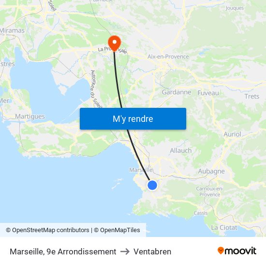 Marseille, 9e Arrondissement to Ventabren map