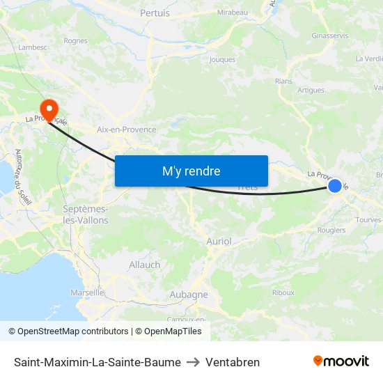 Saint-Maximin-La-Sainte-Baume to Ventabren map