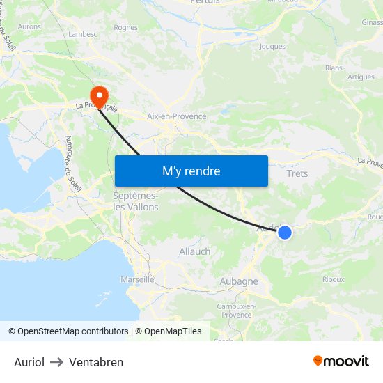 Auriol to Ventabren map
