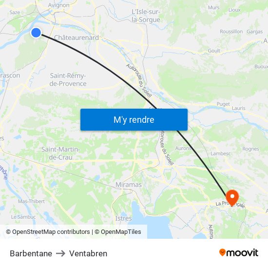 Barbentane to Ventabren map