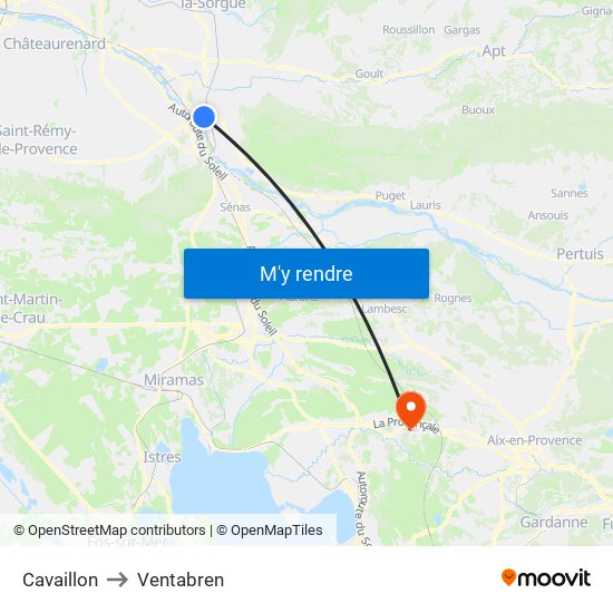 Cavaillon to Ventabren map