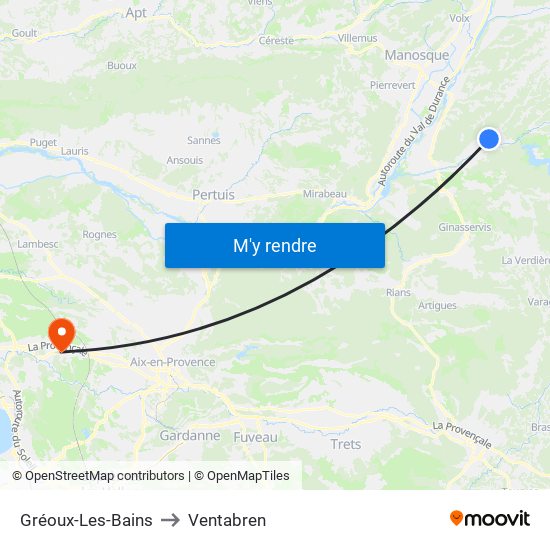 Gréoux-Les-Bains to Ventabren map